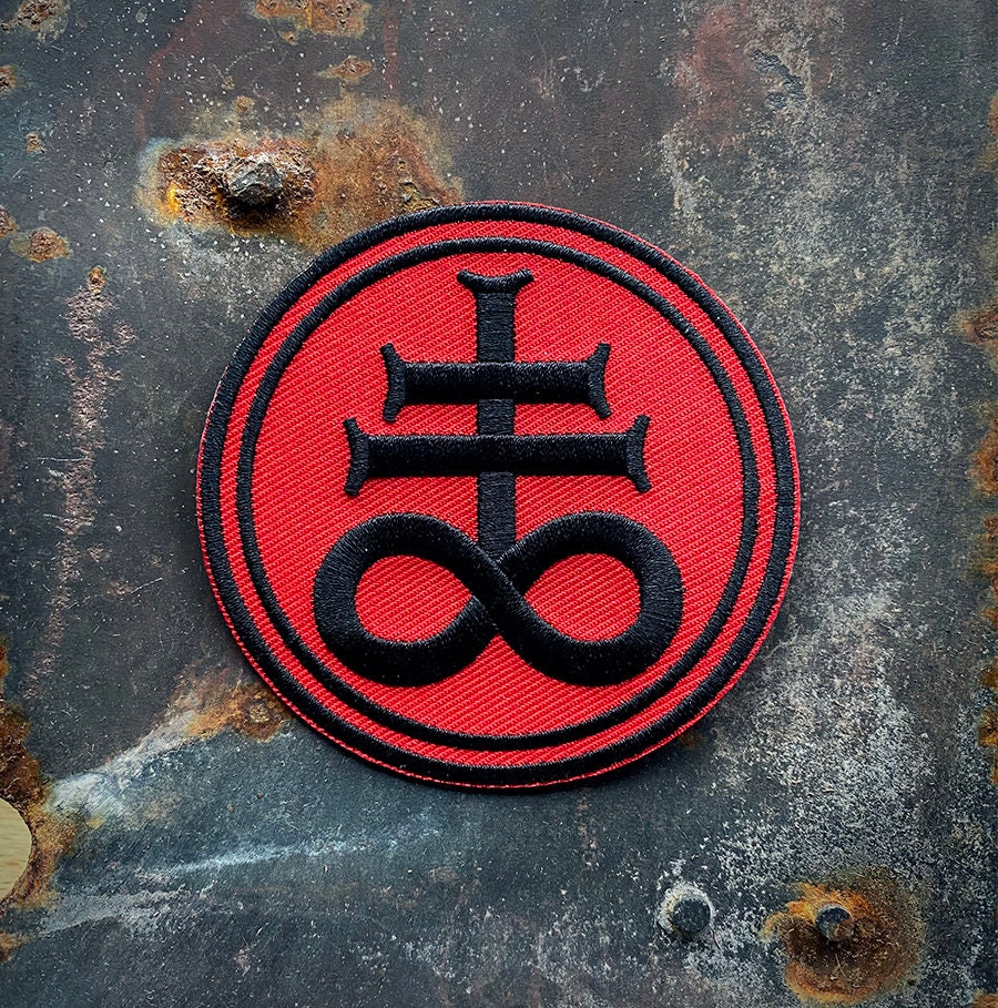 Leviathan cross, Sulphur cross, black on red version - PATCH