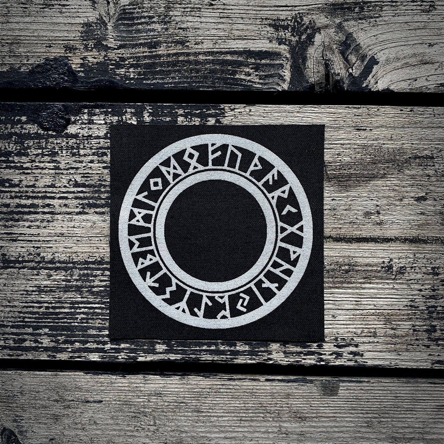 Elder futhark runes circle - screen printed PATCH