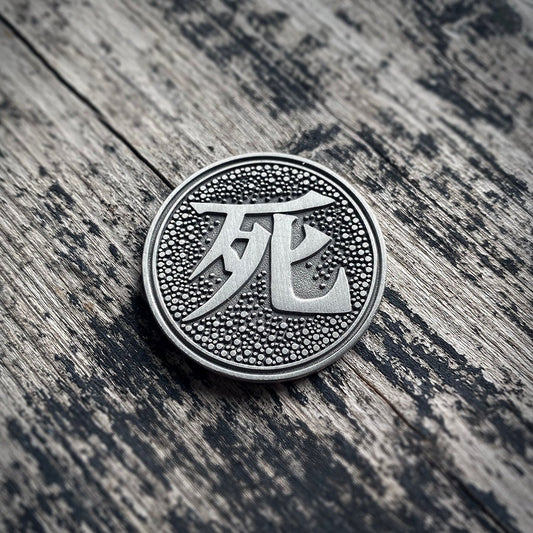 Samurai, Kanji death, Kurosawa, This is the nature of war - collectible divination flip COIN