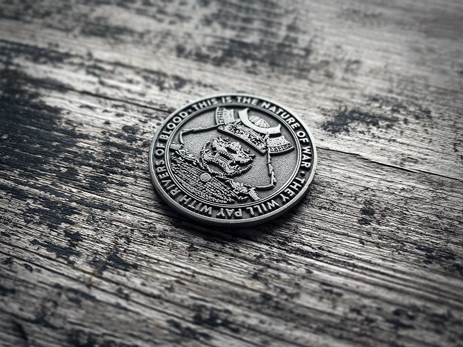 Samurai, Kanji death, Kurosawa, This is the nature of war - collectible divination flip COIN