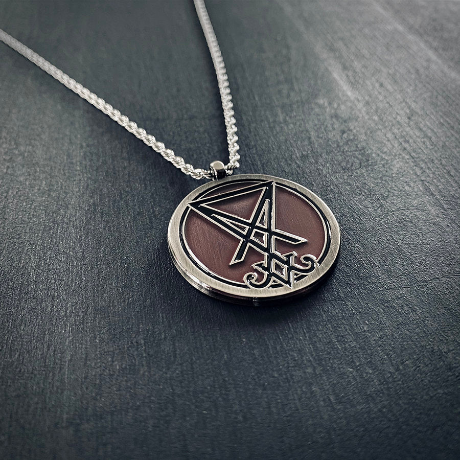 Seal of Lucifer, Sigil of Lucifer, red glass enamel edition - NECKLACE