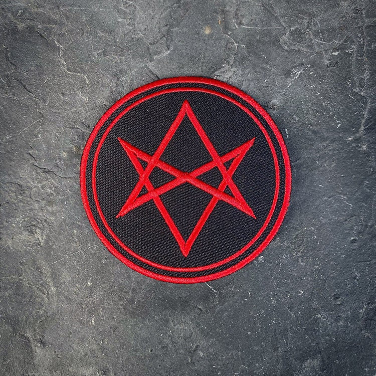 Unicursal Hexagram in vibrant red and black - PATCH