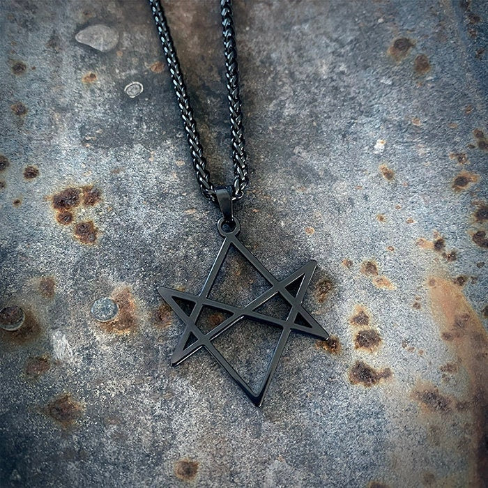 Hexagram, black shiny version - NECKLACE