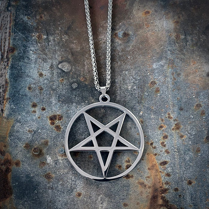 Pentagram upside down, oversized shiny version - NECKLACE