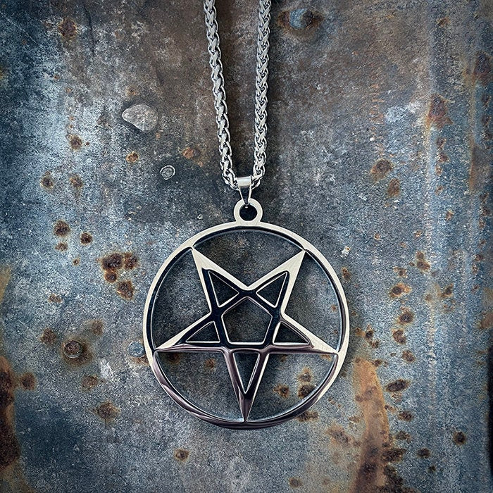 Pentagram upside down, oversized shiny version - NECKLACE
