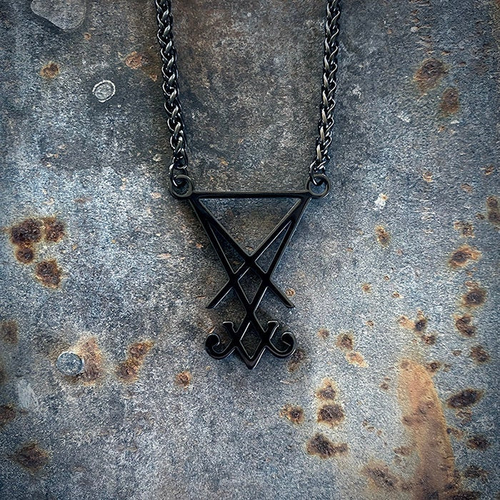 Seal of Lucifer, Lucifer sigil, black shiny version - NECKLACE
