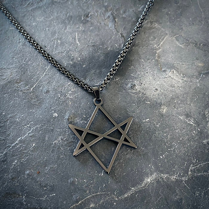 Hexagram, black shiny version - NECKLACE