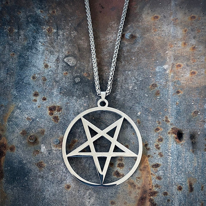 Pentagram upside down, oversized shiny version - NECKLACE