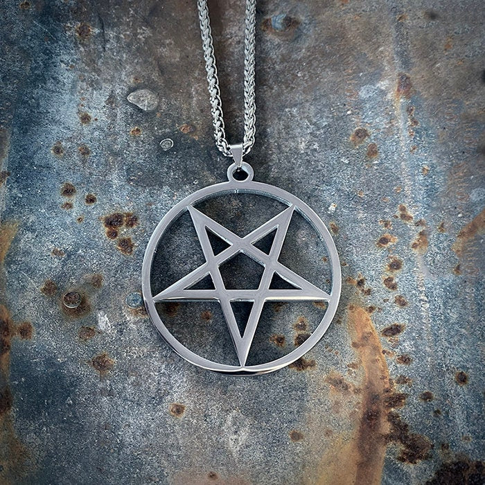 Pentagram upside down, oversized shiny version - NECKLACE