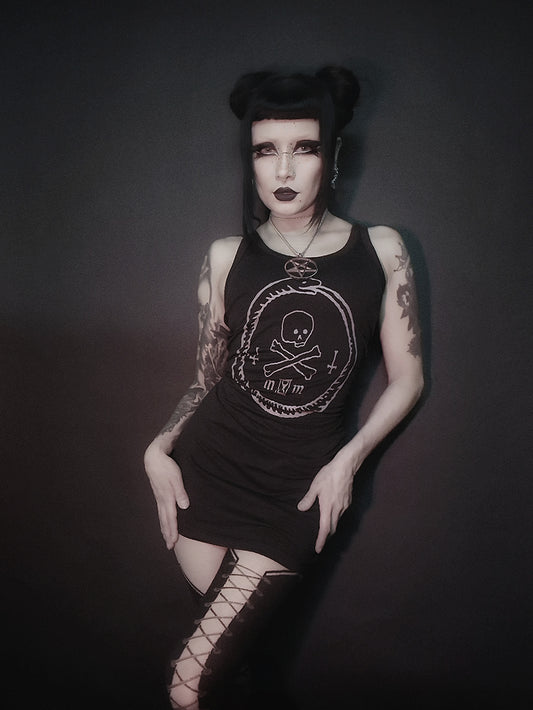 Ouroboros with skull, memento mori - DRESS EXTRA LONG STRETCH TANK