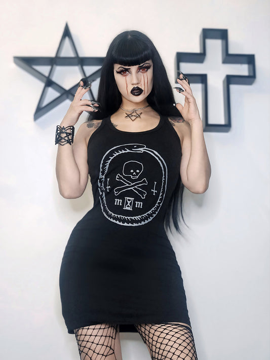 Ouroboros with skull, memento mori - DRESS EXTRA LONG STRETCH TANK