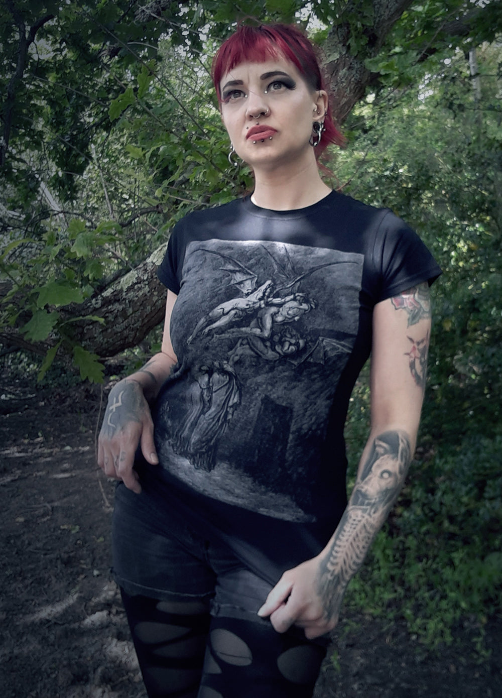 The Erinnys, demons, Gustave Dore illustration- T-shirt female fitted