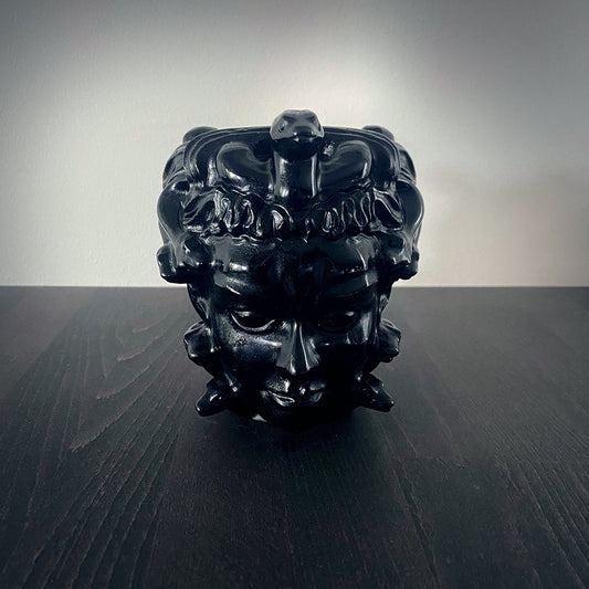 Medusa, head sculpture, carved black obsidian - RITUAL ITEM