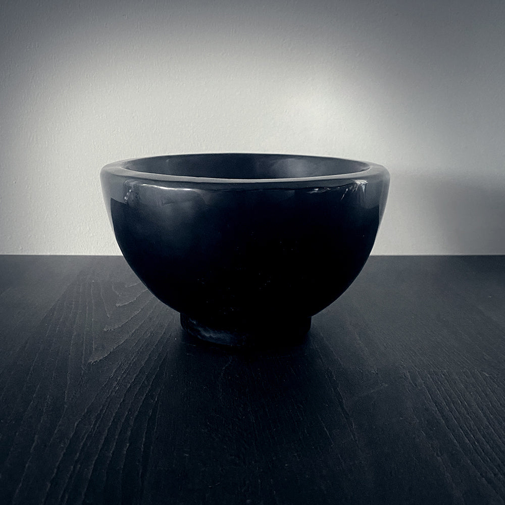 Offering bowl, large version, carved black obsidian - RITUAL ITEM