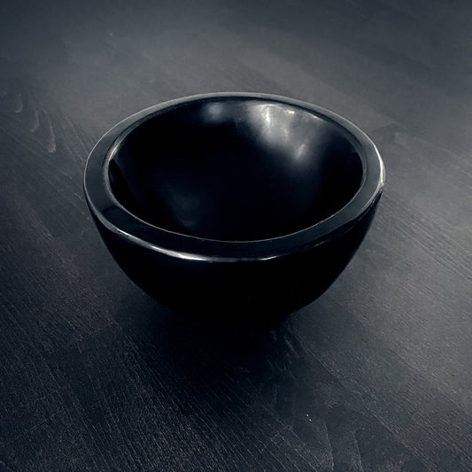 Offering bowl, large version, carved black obsidian - RITUAL ITEM