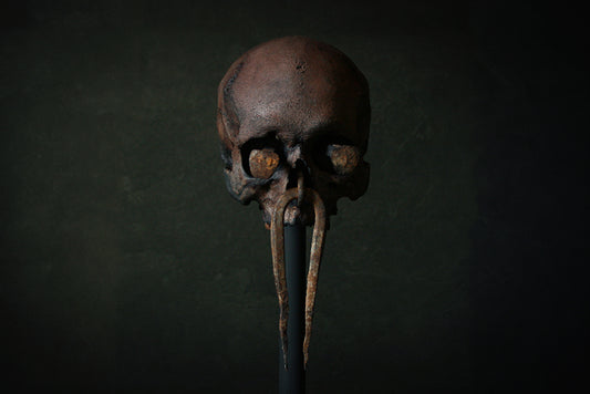 Skull mixed media sculpture "Sacred spirit guardian Moorth" - SCULPTURE