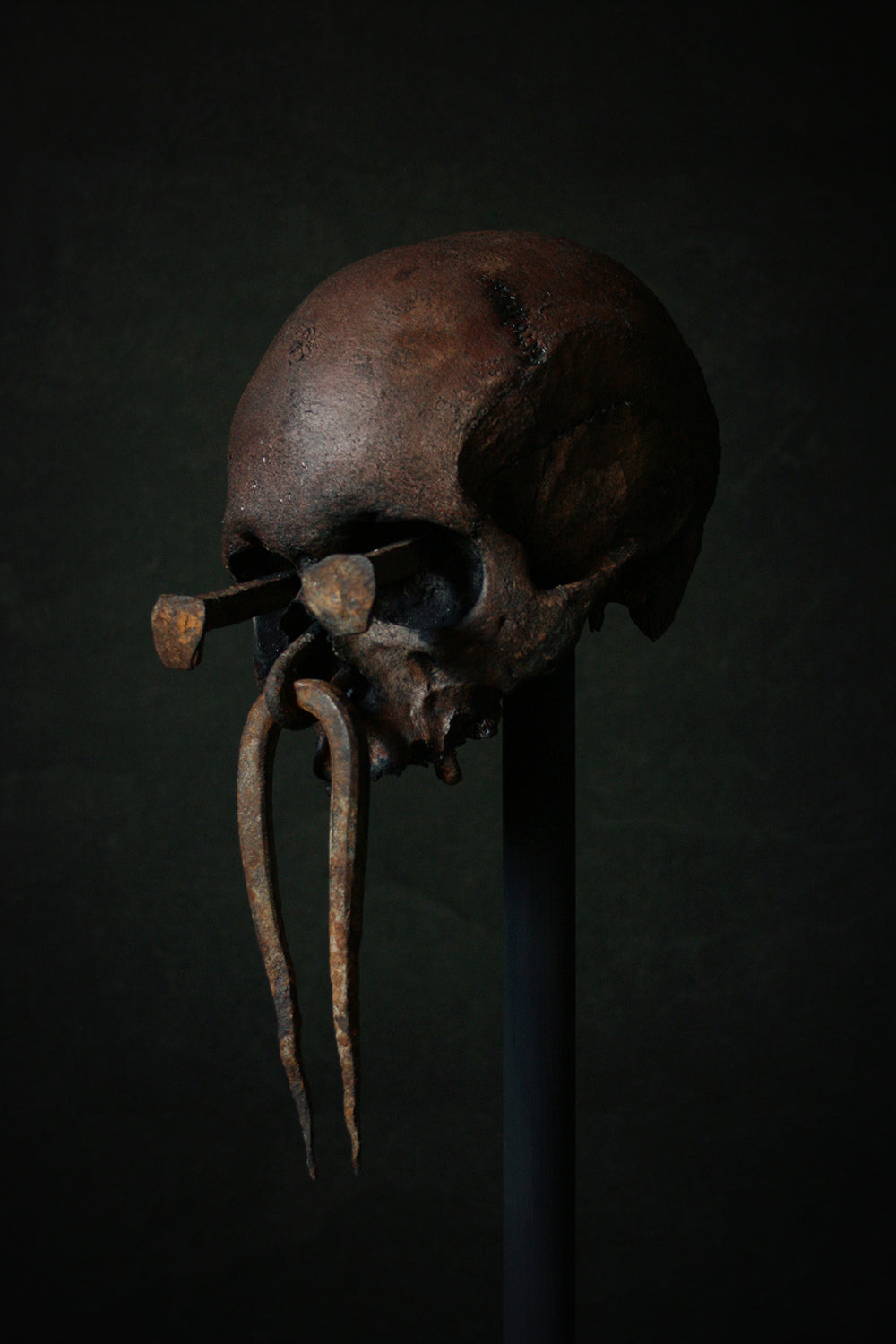 Skull mixed media sculpture "Sacred spirit guardian Moorth" - SCULPTURE