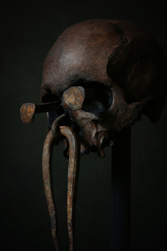 Skull mixed media sculpture "Sacred spirit guardian Moorth" - SCULPTURE