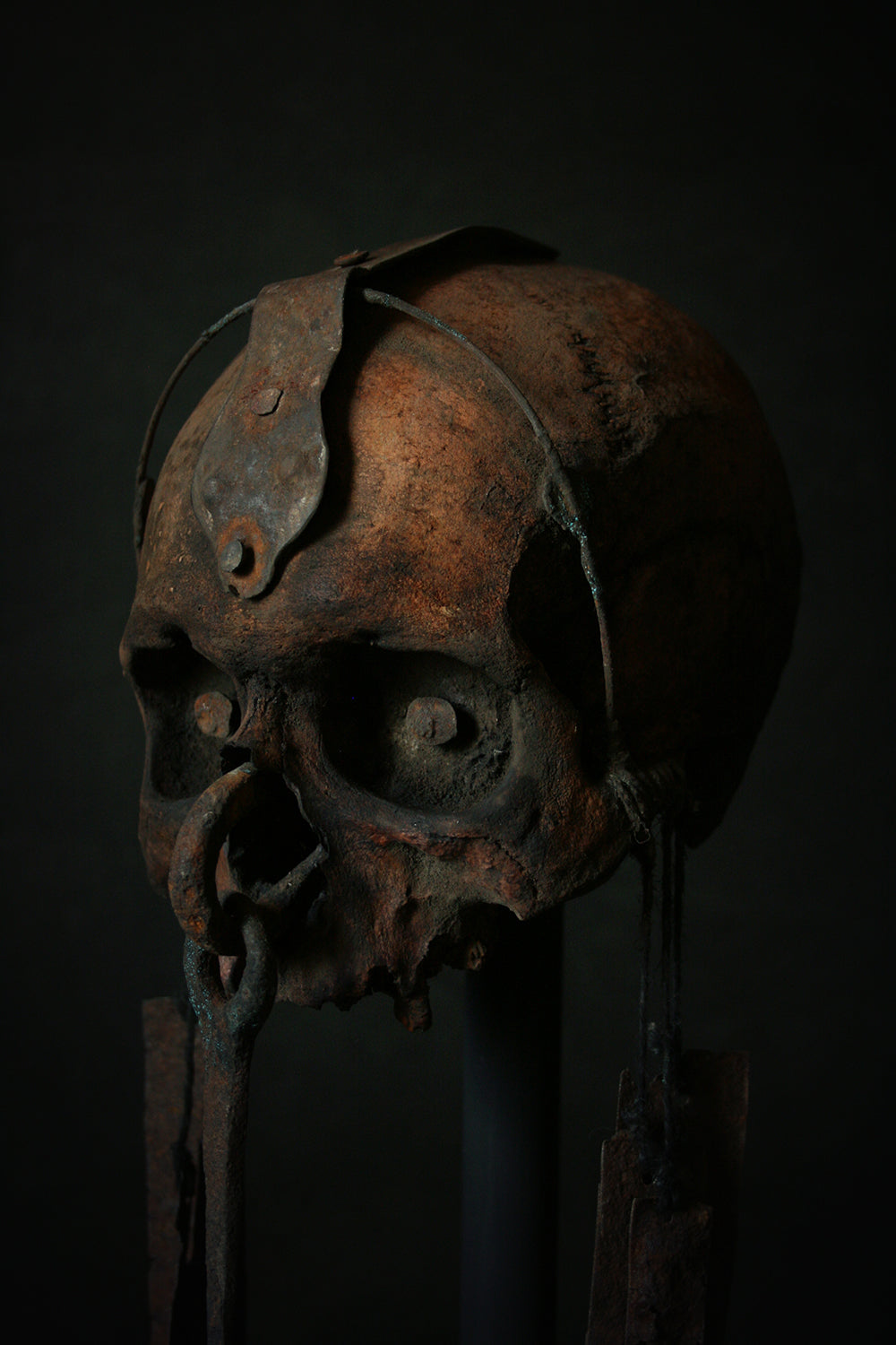 Skull mixed media sculpture "Sacred spirit guardian Rankh-ahrt-tep" - SCULPTURE