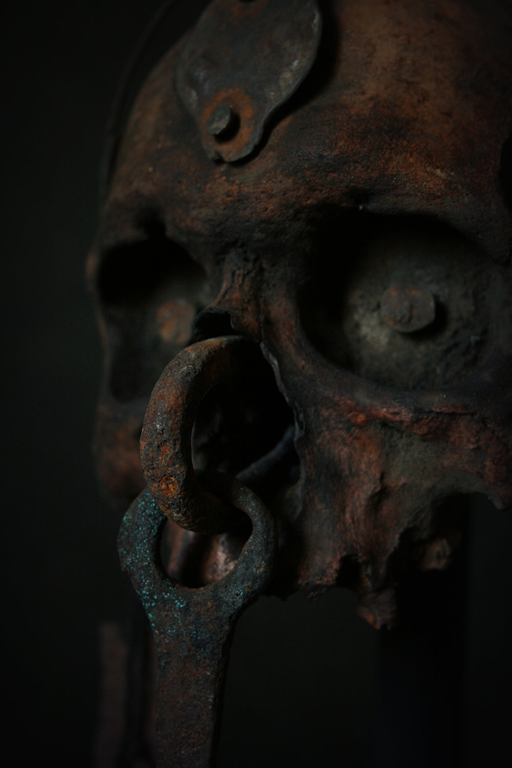 Skull mixed media sculpture "Sacred spirit guardian Rankh-ahrt-tep" - SCULPTURE