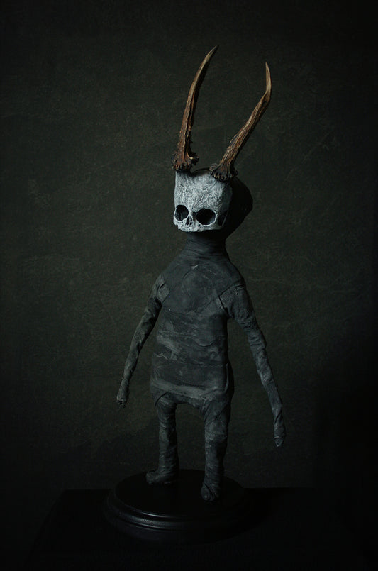 Sculpture "Horned fetal forest spirit Deodh 4th" - mixed media sculpture