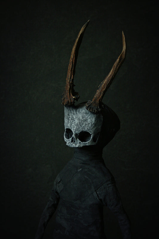 Sculpture "Horned fetal forest spirit Deodh 4th" - mixed media sculpture