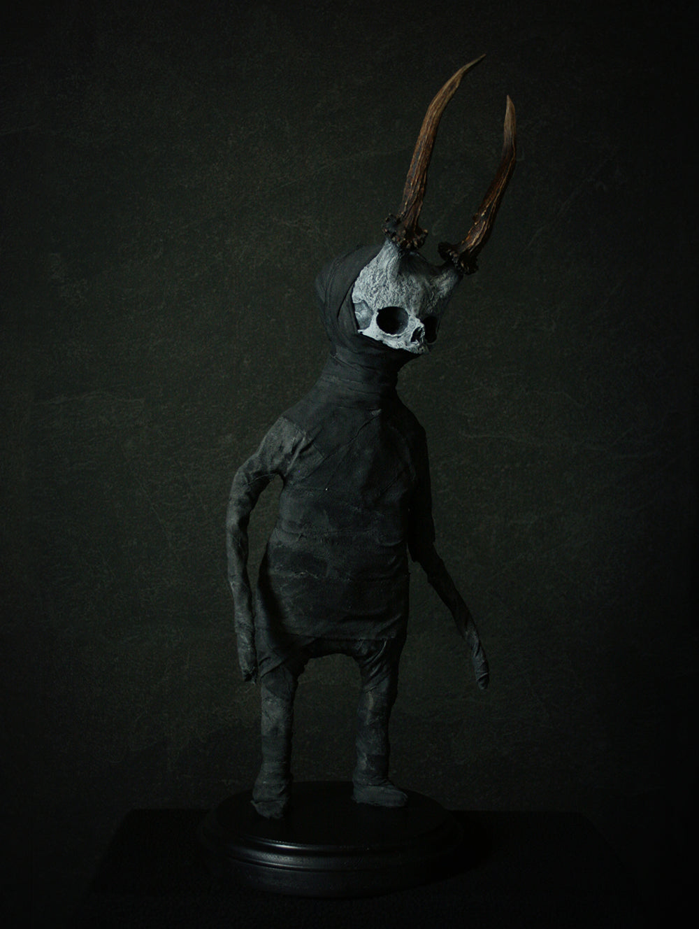 Sculpture "Horned fetal forest spirit Deodh 4th" - mixed media sculpture