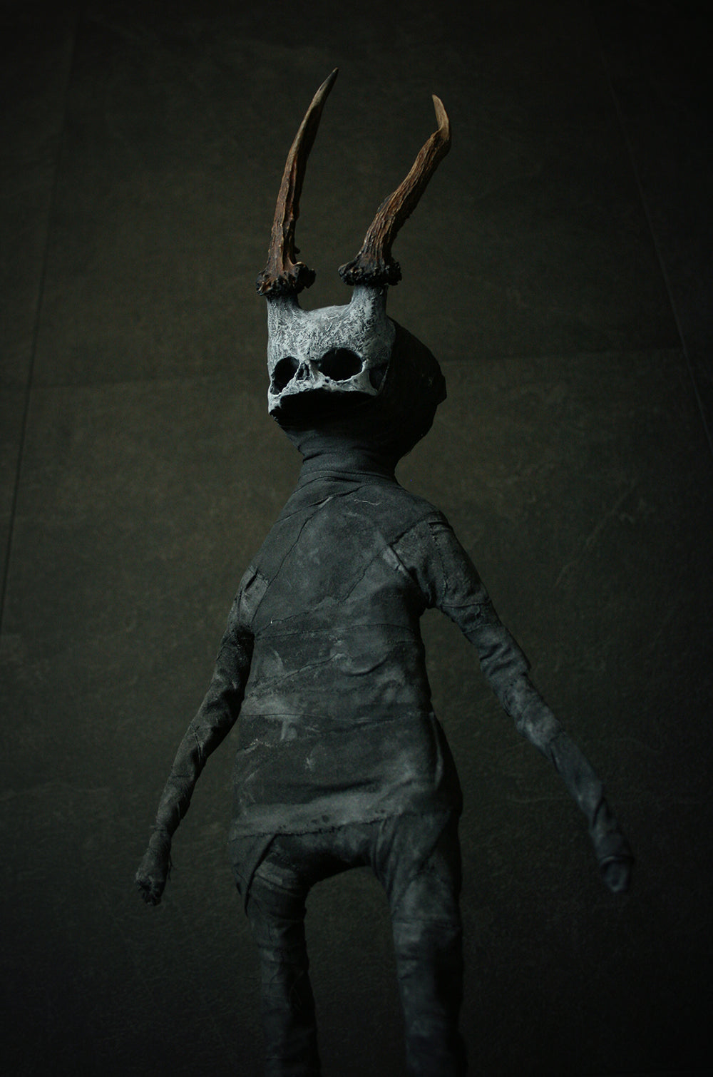 Sculpture "Horned fetal forest spirit Deodh 4th" - mixed media sculpture