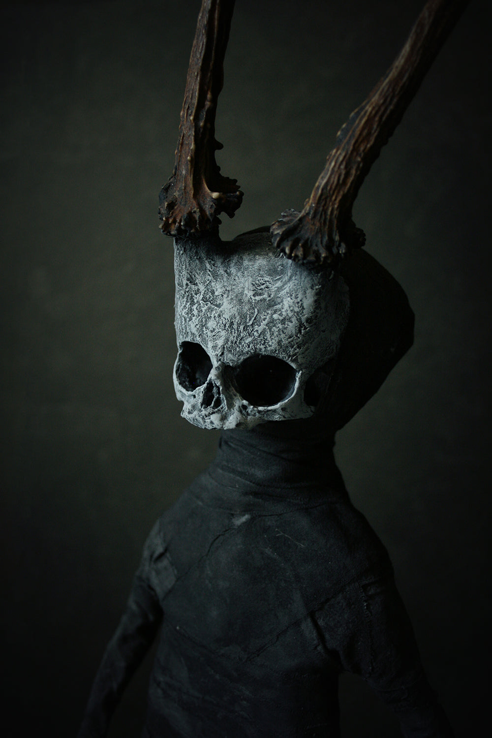 Sculpture "Horned fetal forest spirit Deodh 4th" - mixed media sculpture