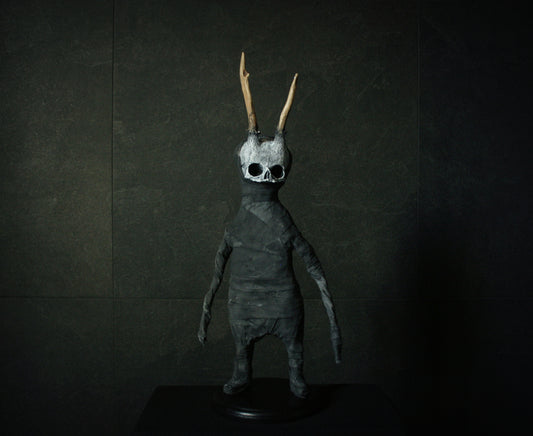 Sculpture "Horned fetal forest spirit Baath 2nd" - mixed media sculpture