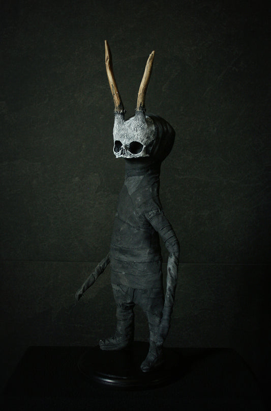 Sculpture "Horned fetal forest spirit Baath 2nd" - mixed media sculpture