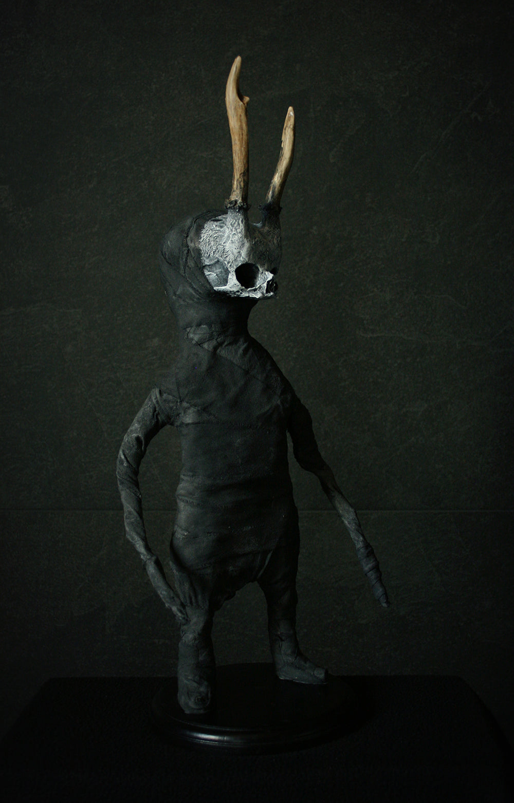 Sculpture "Horned fetal forest spirit Baath 2nd" - mixed media sculpture