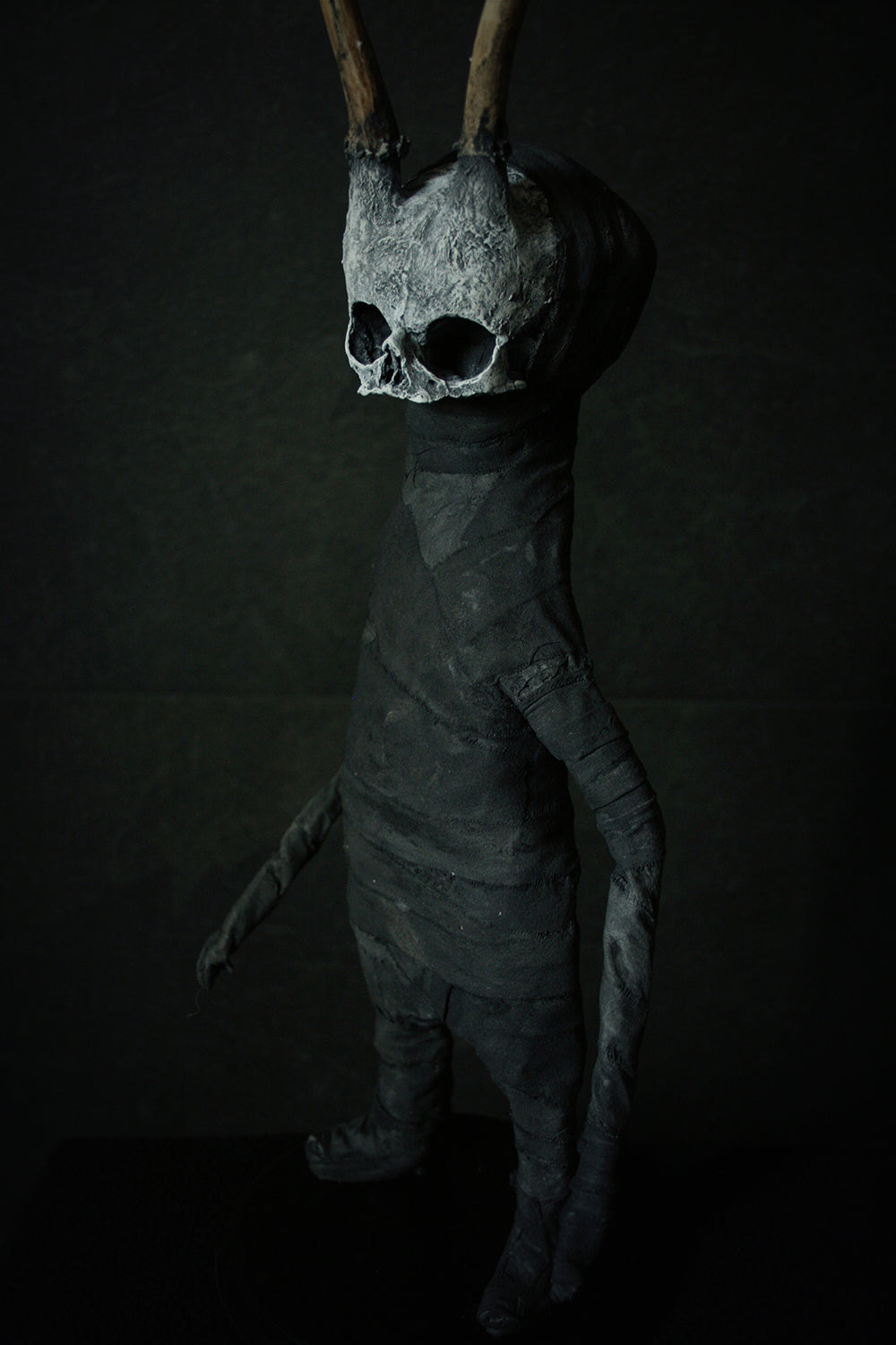 Sculpture "Horned fetal forest spirit Baath 2nd" - mixed media sculpture