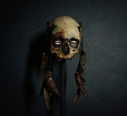 Skull mixed media sculpture "Crab God Natator" - SCULPTURE