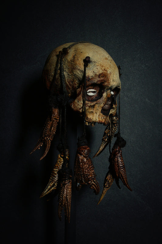 Skull mixed media sculpture "Crab God Natator" - SCULPTURE