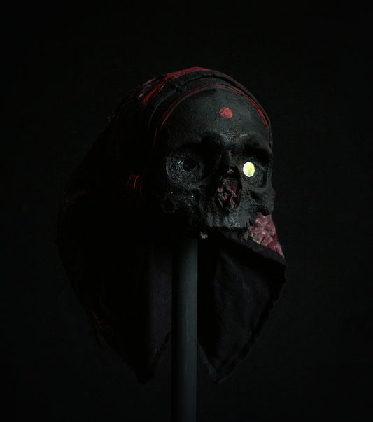 Skull mixed media sculpture "Voodoo spirit Gamth, the awaken" - SCULPTURE
