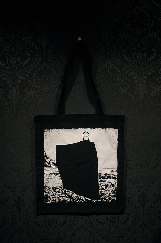 Death, Döden, Seventh seal, sjunde inseglet, white on black - TOTE BAG