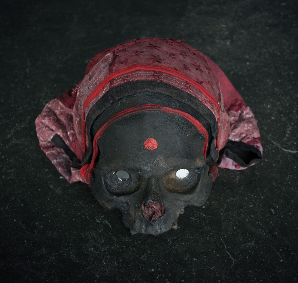 Skull mixed media sculpture "Voodoo spirit Gamth, the awaken" - SCULPTURE