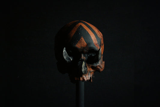 Skull mixed media sculpture "3 sins 3 kills" - SCULPTURE