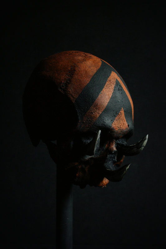 Skull mixed media sculpture "3 sins 3 kills" - SCULPTURE