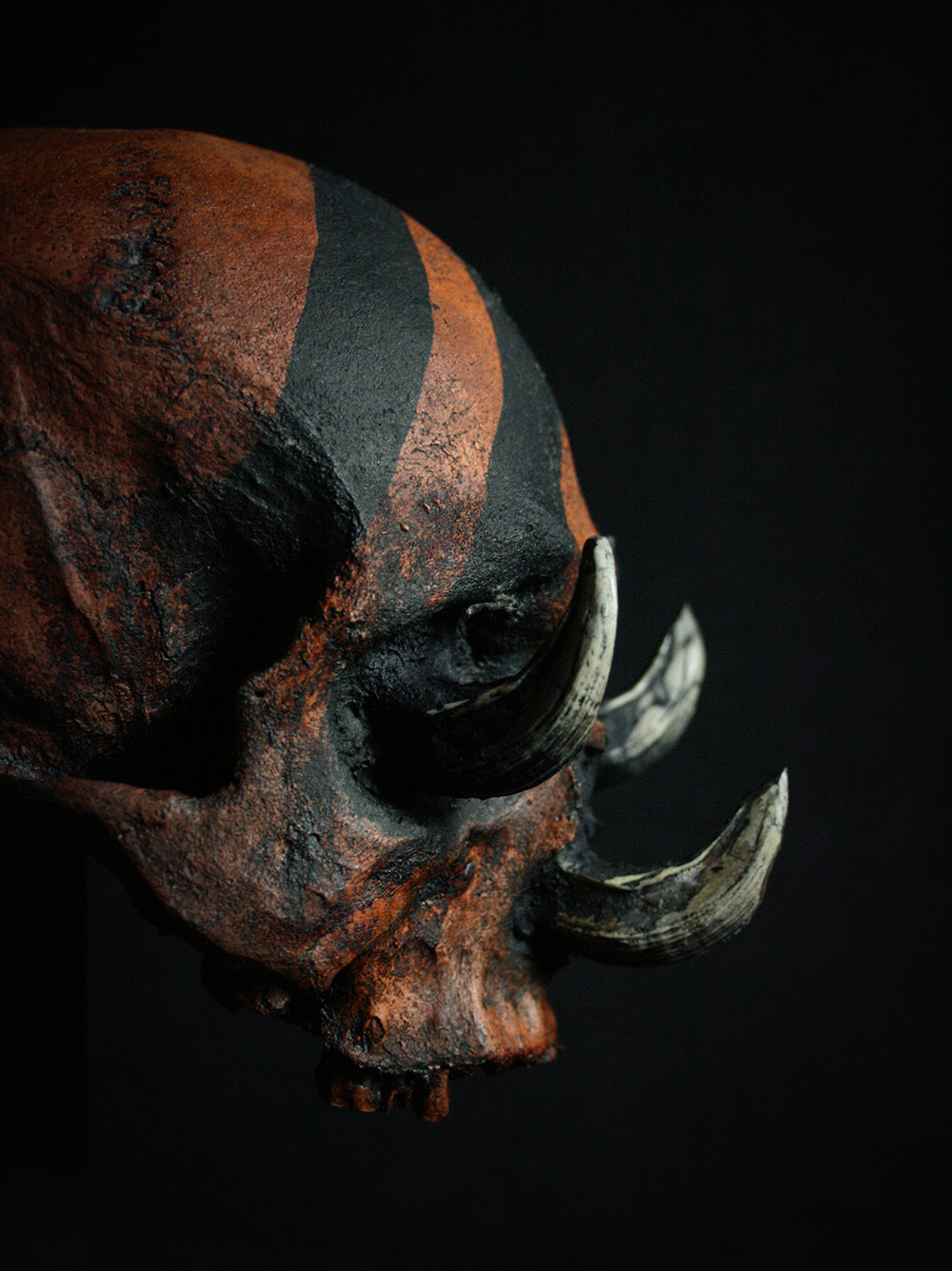 Skull mixed media sculpture "3 sins 3 kills" - SCULPTURE
