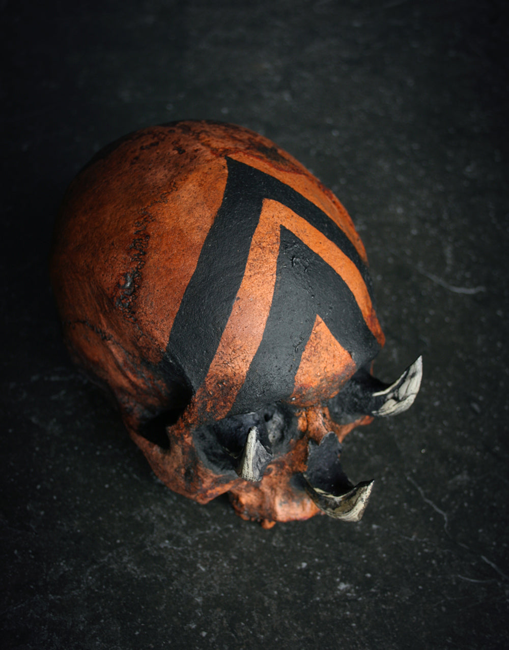 Skull mixed media sculpture "3 sins 3 kills" - SCULPTURE