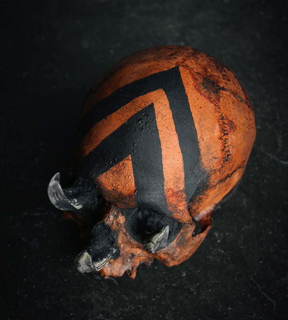 Skull mixed media sculpture "3 sins 3 kills" - SCULPTURE