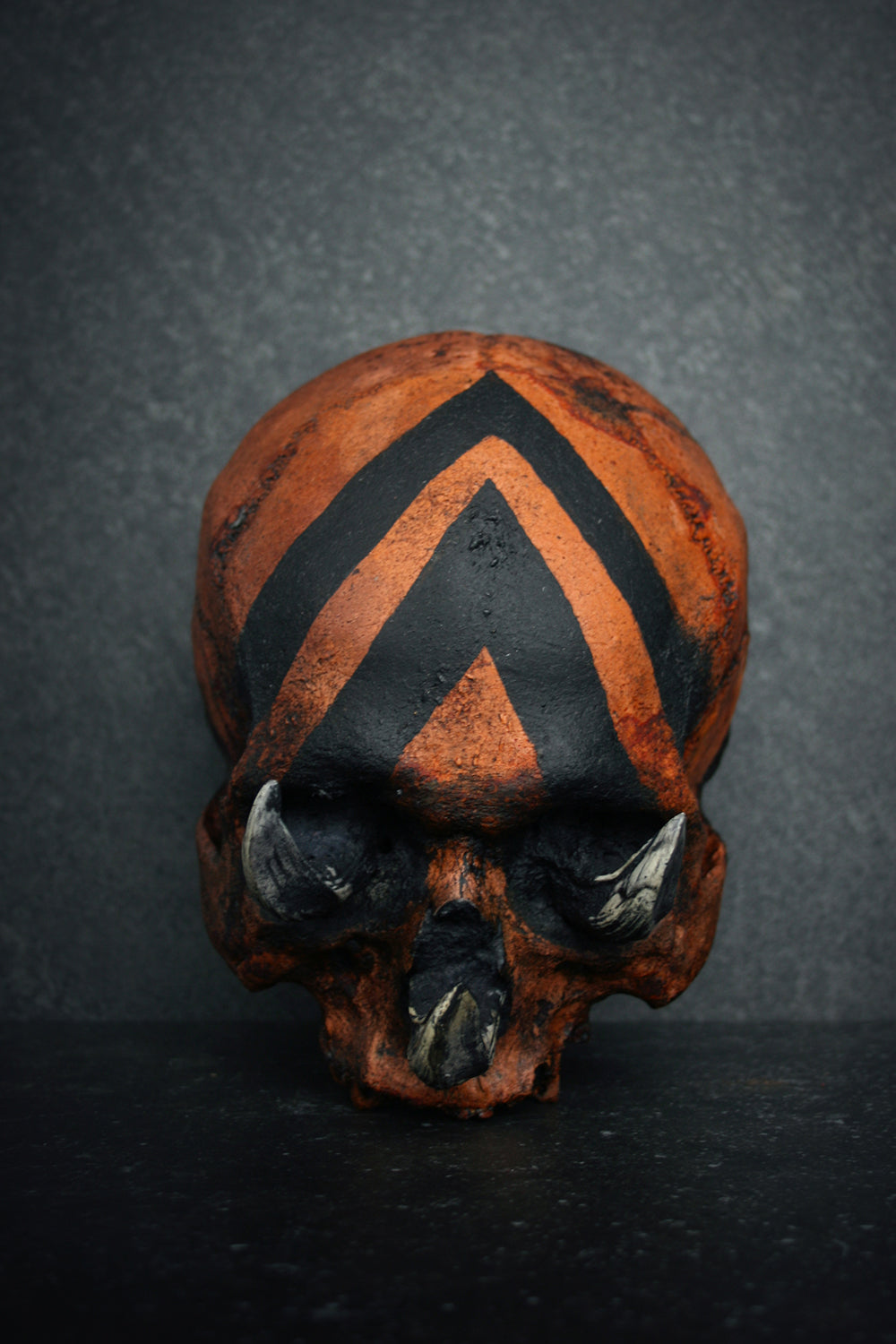 Skull mixed media sculpture "3 sins 3 kills" - SCULPTURE