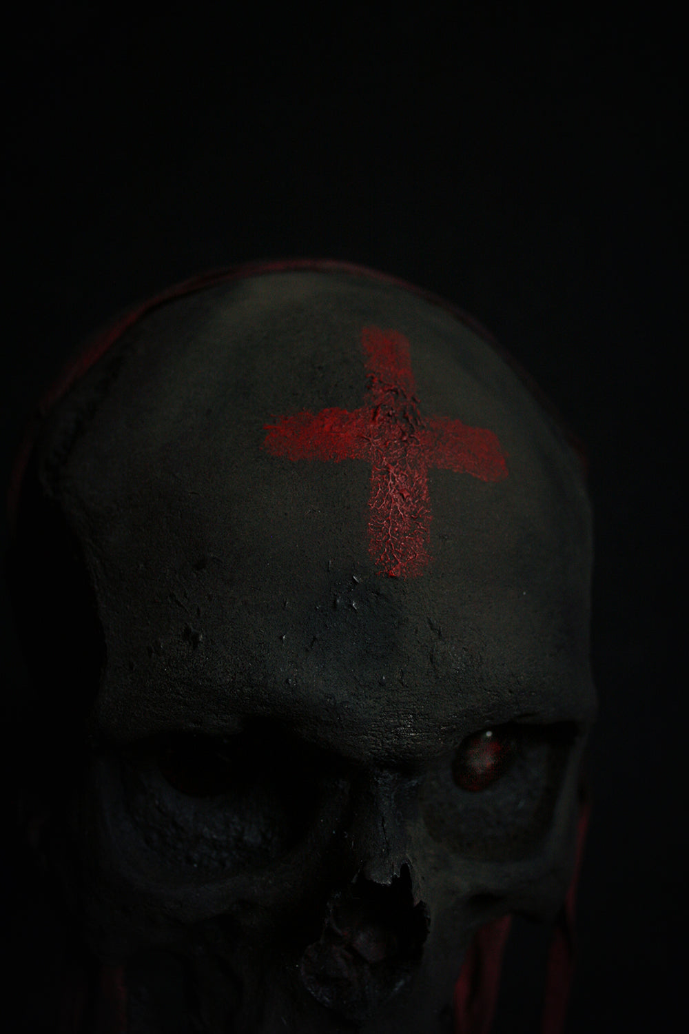 Skull mixed media sculpture "Voodoo spirit Randh, the watcher" - SCULPTURE