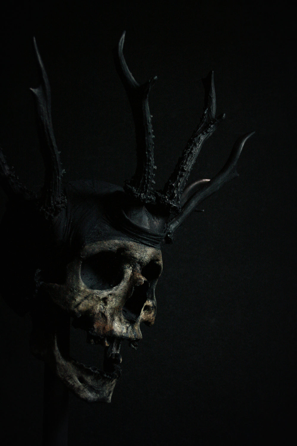 Skull mixed media sculpture "Shadow king Wrathr" - SCULPTURE