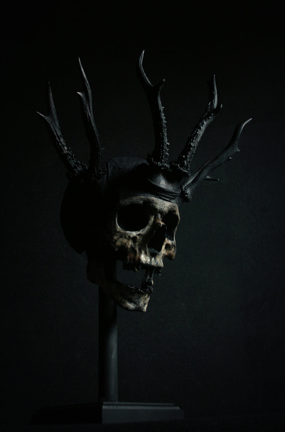 Skull mixed media sculpture "Shadow king Wrathr" - SCULPTURE