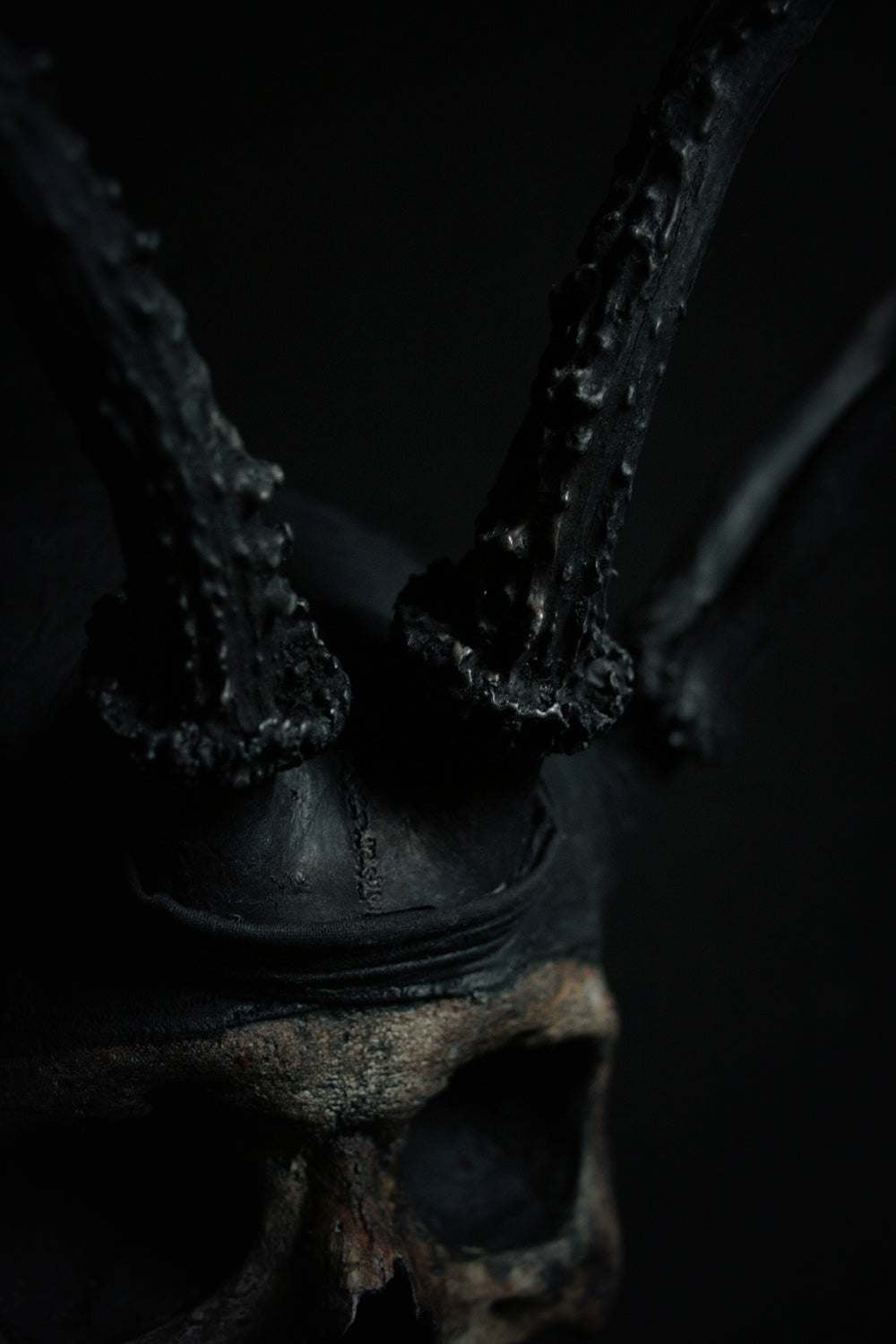 Skull mixed media sculpture "Shadow king Wrathr" - SCULPTURE