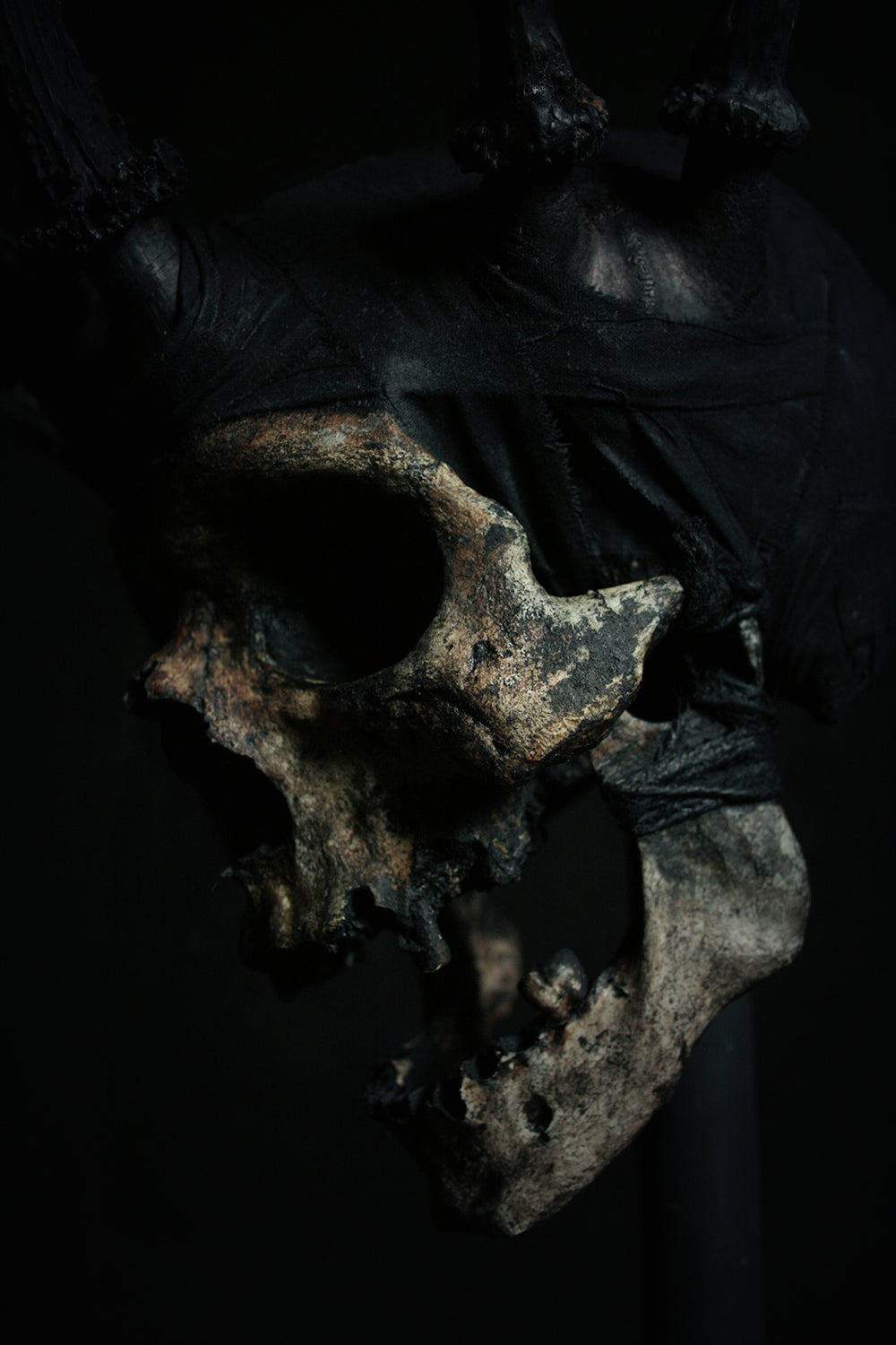 Skull mixed media sculpture "Shadow king Wrathr" - SCULPTURE