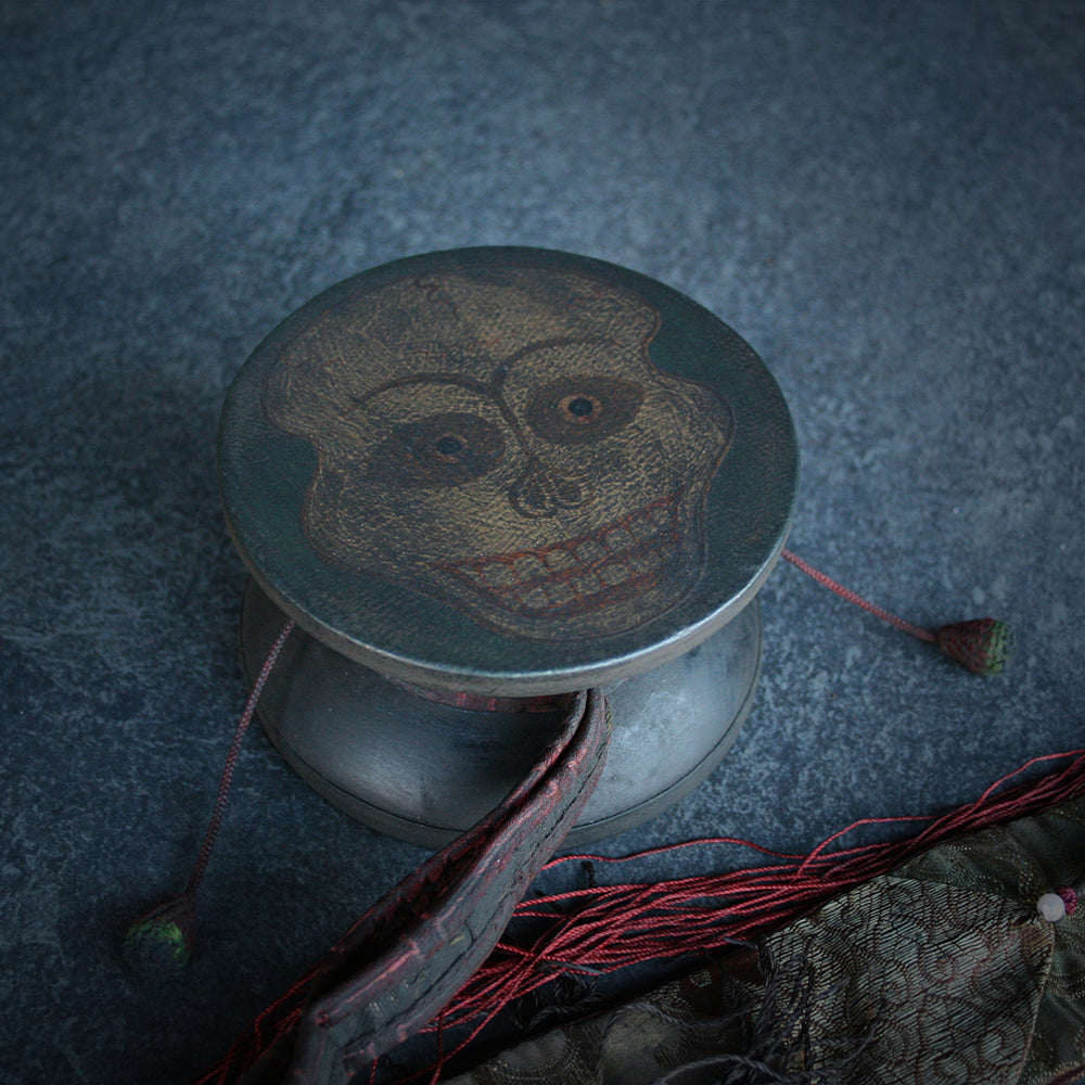 Damaru, Ceremonial Tibetan Buddhist drum, skull version - RITUAL ITEM